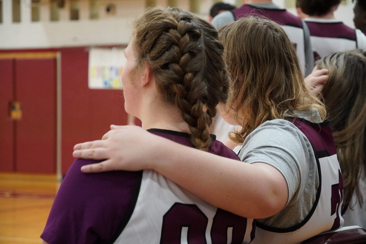 Sophie Waterman and Jenny Tribbey at the OPHS Assembly Game against Frontier on April 24, 2025