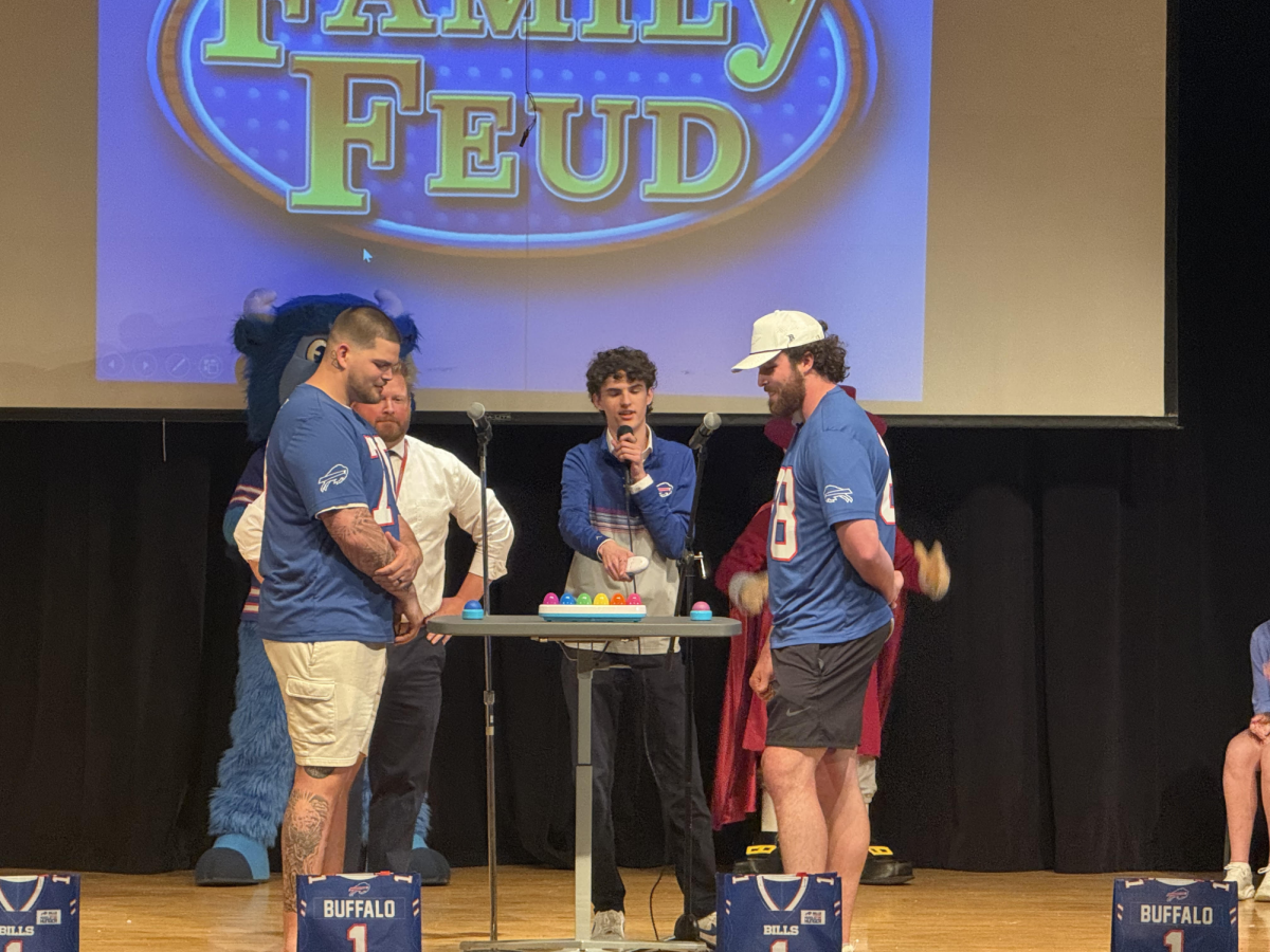Mr. Pafk hosts the Family-Fued-style the duel with Alec Anderson and Dawson Knox representing two teams of OPHS students.