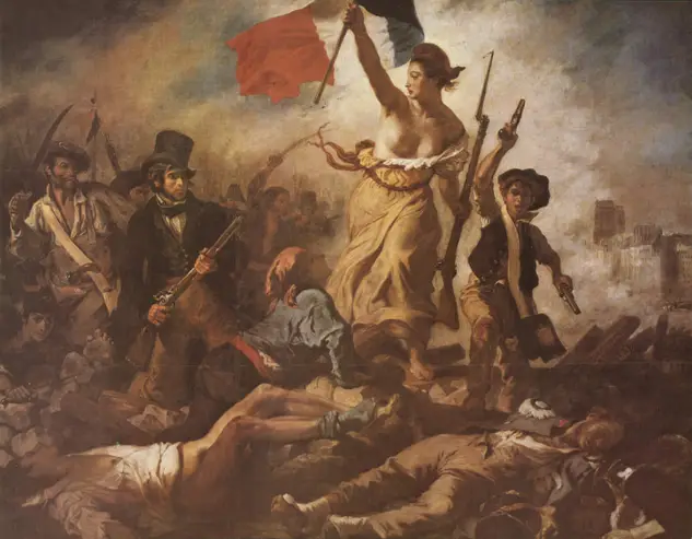 Eugène Delacroix: Liberty Leading the People, oil on canvas, 1830; in the Louvre, Paris.