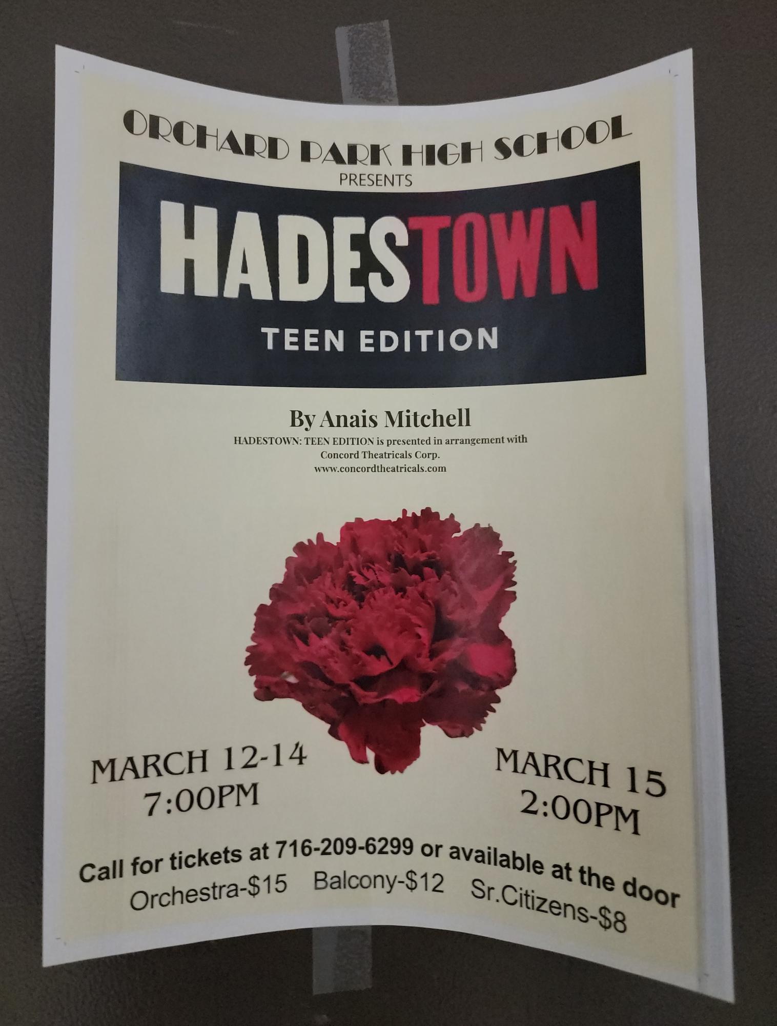 A Hadestown flyer.